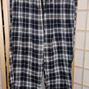 Women's Black, Blue and White Plaid Pants